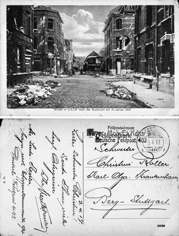 Straße in Lille nach der Explosion am 11. Januar 1916 (3. April 1917)